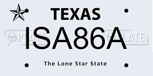 ISA86A Texas License Plate