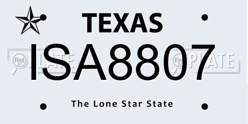 ISA8807 Texas License Plate