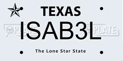 ISAB3L Texas License Plate