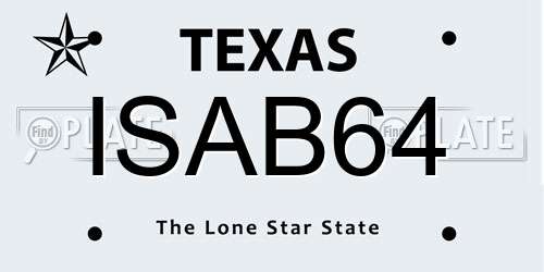 ISAB64 Texas License Plate