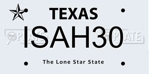 ISAH30 Texas License Plate