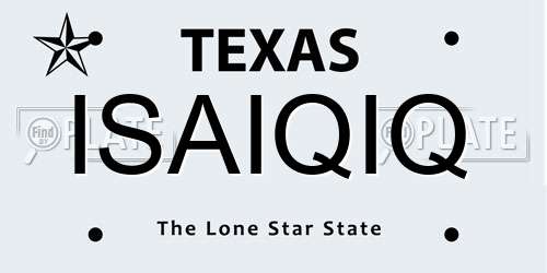 ISAIQIQ Texas License Plate