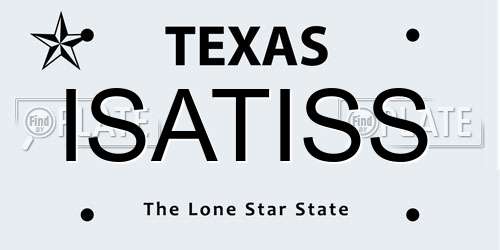 ISATISS Texas License Plate