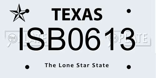 ISB0613 Texas License Plate