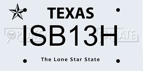 ISB13H Texas License Plate
