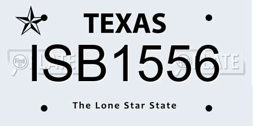 ISB1556 Texas License Plate