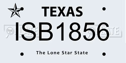 ISB1856 Texas License Plate