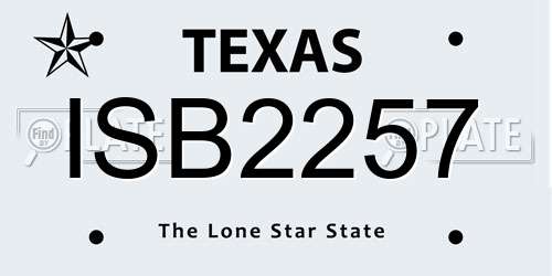 ISB2257 Texas License Plate