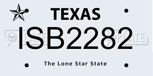 ISB2282 Texas License Plate