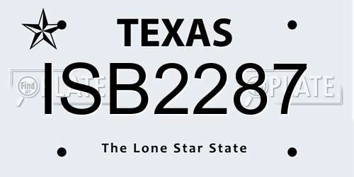 ISB2287 Texas License Plate