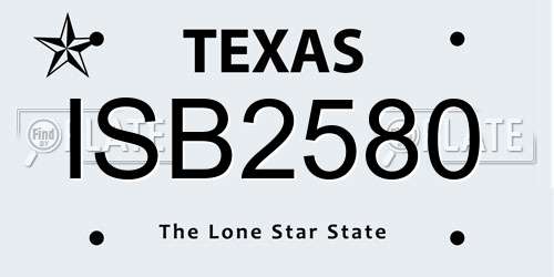 ISB2580 Texas License Plate