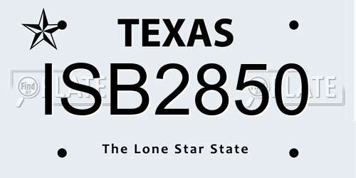 ISB2850 Texas License Plate