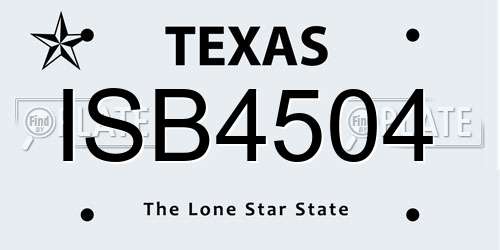 ISB4504 Texas License Plate