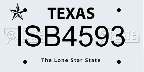 ISB4593 Texas License Plate