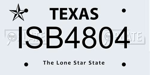 ISB4804 Texas License Plate