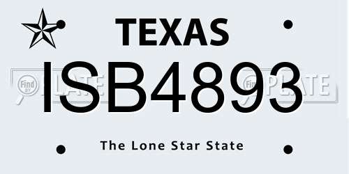 ISB4893 Texas License Plate