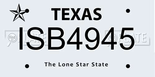 ISB4945 Texas License Plate