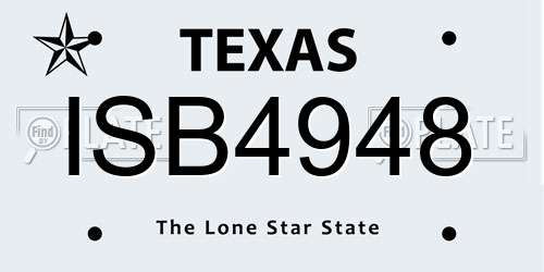 ISB4948 Texas License Plate