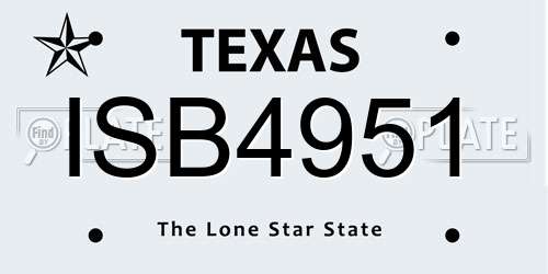 ISB4951 Texas License Plate