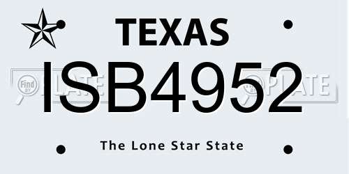 ISB4952 Texas License Plate