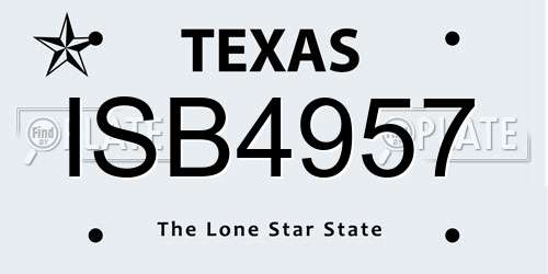 ISB4957 Texas License Plate