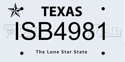 ISB4981 Texas License Plate