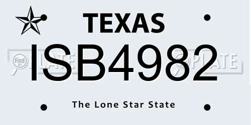 ISB4982 Texas License Plate