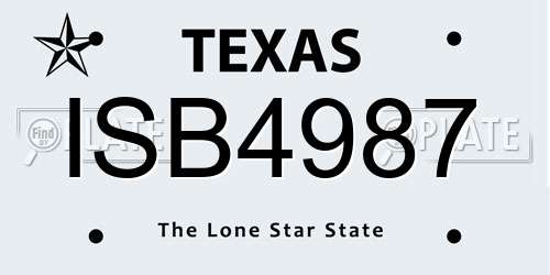 ISB4987 Texas License Plate