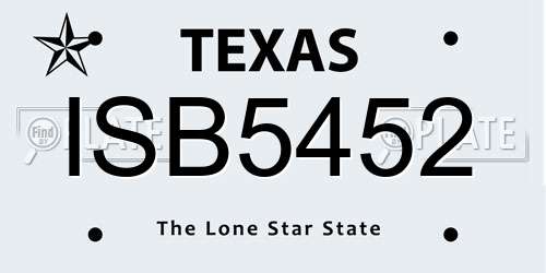 ISB5452 Texas License Plate