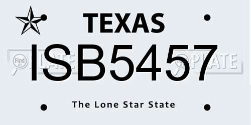 ISB5457 Texas License Plate