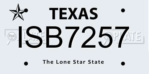 ISB7257 Texas License Plate