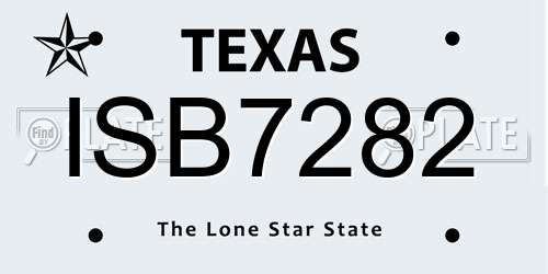 ISB7282 Texas License Plate