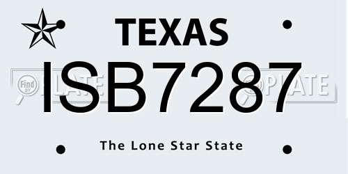 ISB7287 Texas License Plate
