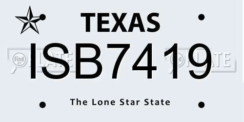 ISB7419 Texas License Plate