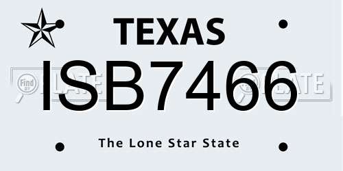 ISB7466 Texas License Plate