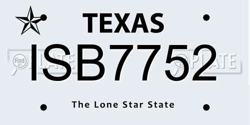 ISB7752 Texas License Plate