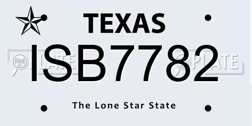 ISB7782 Texas License Plate