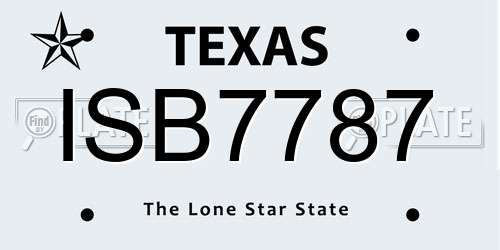 ISB7787 Texas License Plate