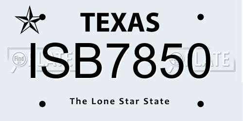 ISB7850 Texas License Plate