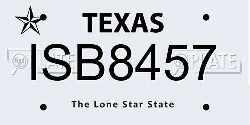 ISB8457 Texas License Plate