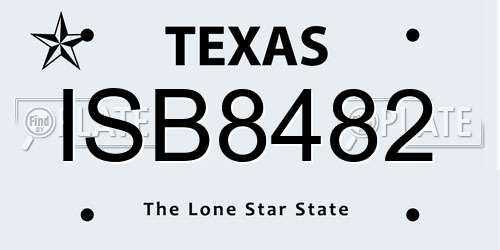 ISB8482 Texas License Plate