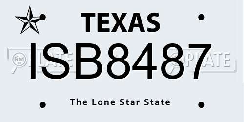 ISB8487 Texas License Plate