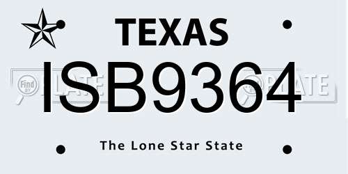 ISB9364 Texas License Plate