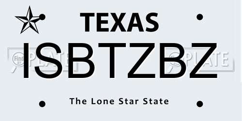 ISBTZBZ Texas License Plate
