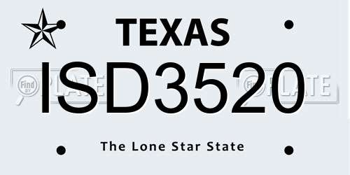 ISD3520 Texas License Plate