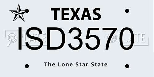 ISD3570 Texas License Plate
