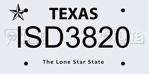 ISD3820 Texas License Plate