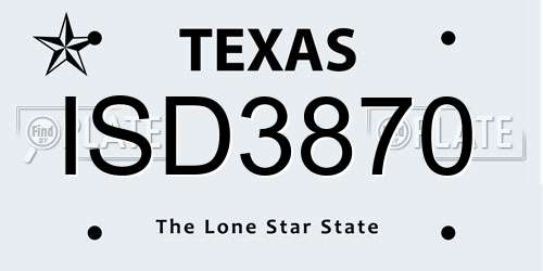 ISD3870 Texas License Plate