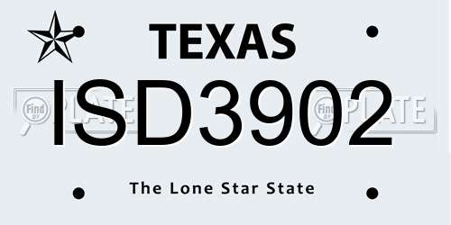 ISD3902 Texas License Plate