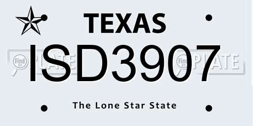 ISD3907 Texas License Plate